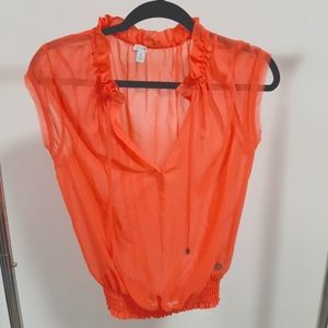 Guess salmon sheer mesh top